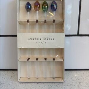 NIB Pier 1 Multicolor iridescent, Swizzle Sticks Set